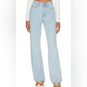 REVOLVE Dr. Denim Echo Spiral Cut Straight Jeans, Light Denim Wash